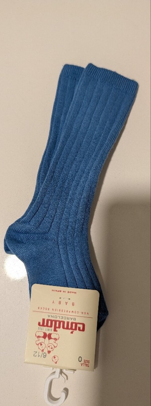 Condor Blue Ribbed Crew Socks 6-12m